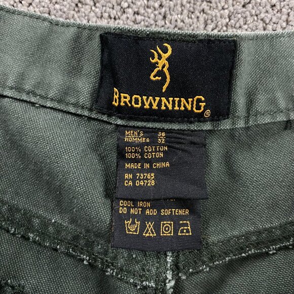 Browning Double Knee Front Pants Men's 38 x 32 Green Briar Field Hunting Canvas - Picture 8 of 14